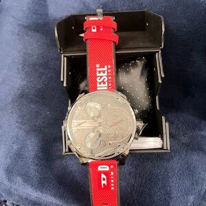 Brand NEW Diesel Italia Watch Black and Red. New with box etc. Made in Italy.